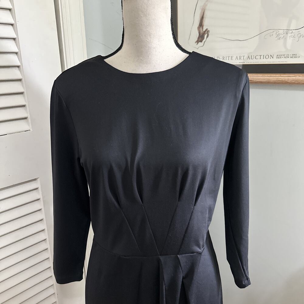 J McLaughlin Dress Womens Large Black Sheath 3/4 Sleeve Classic Quiet Luxury - Picture 2 of 11